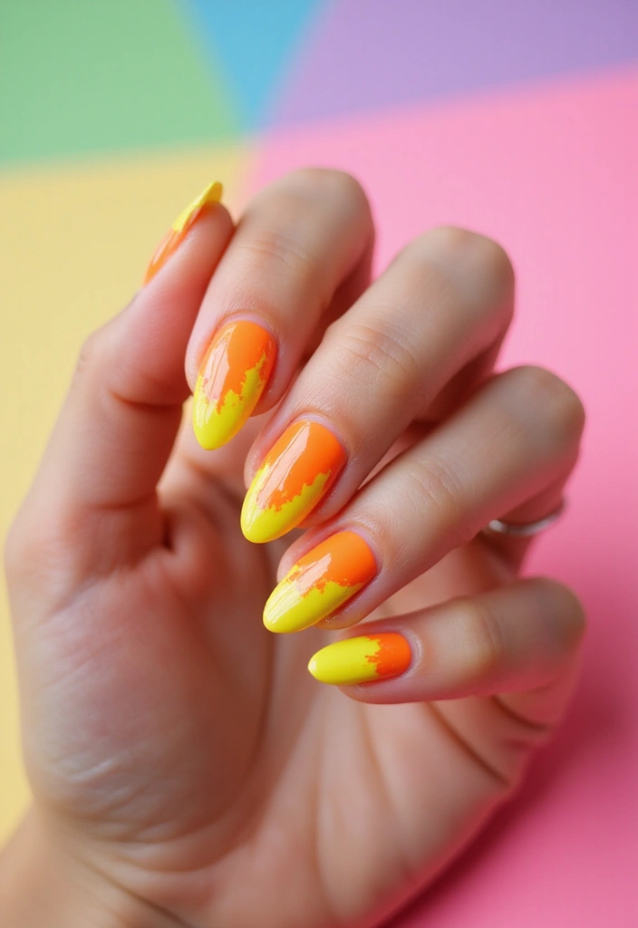 19 Citrus Nail Designs That Will Have You Feeling Fresh and Fabulous! - 8. Fruity Neon Splash
