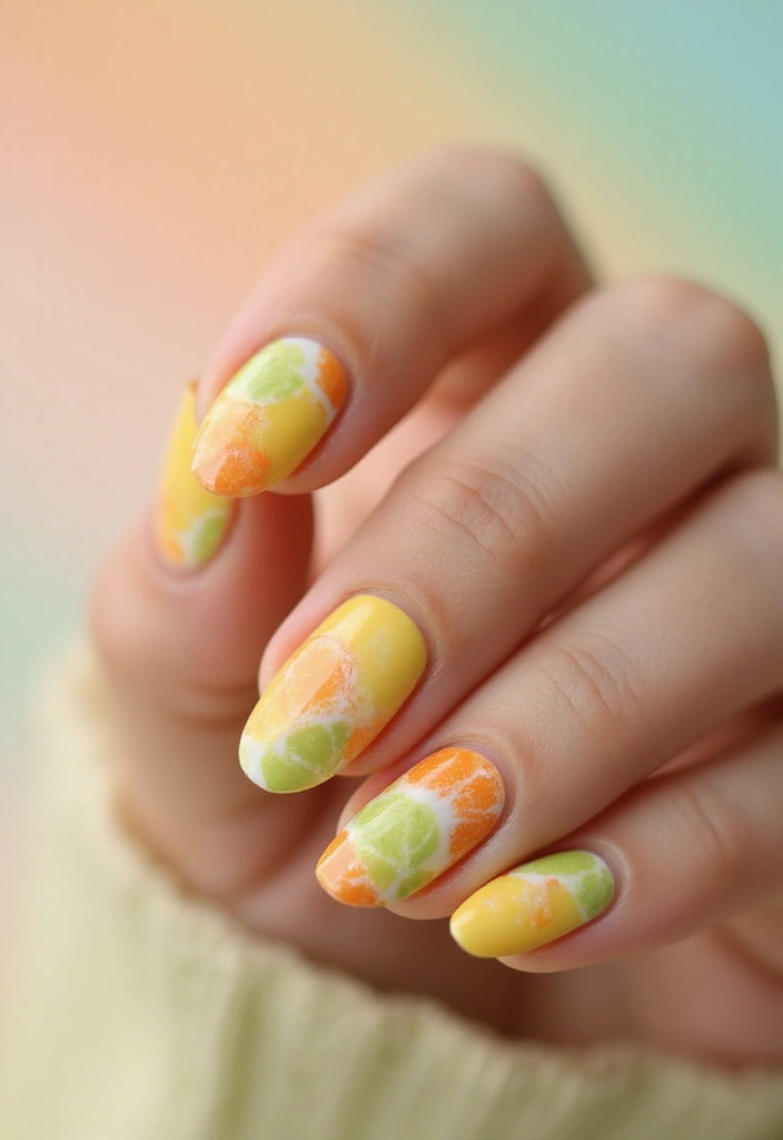 19 Citrus Nail Designs That Will Have You Feeling Fresh and Fabulous! - 9. Citrus Watercolor Art