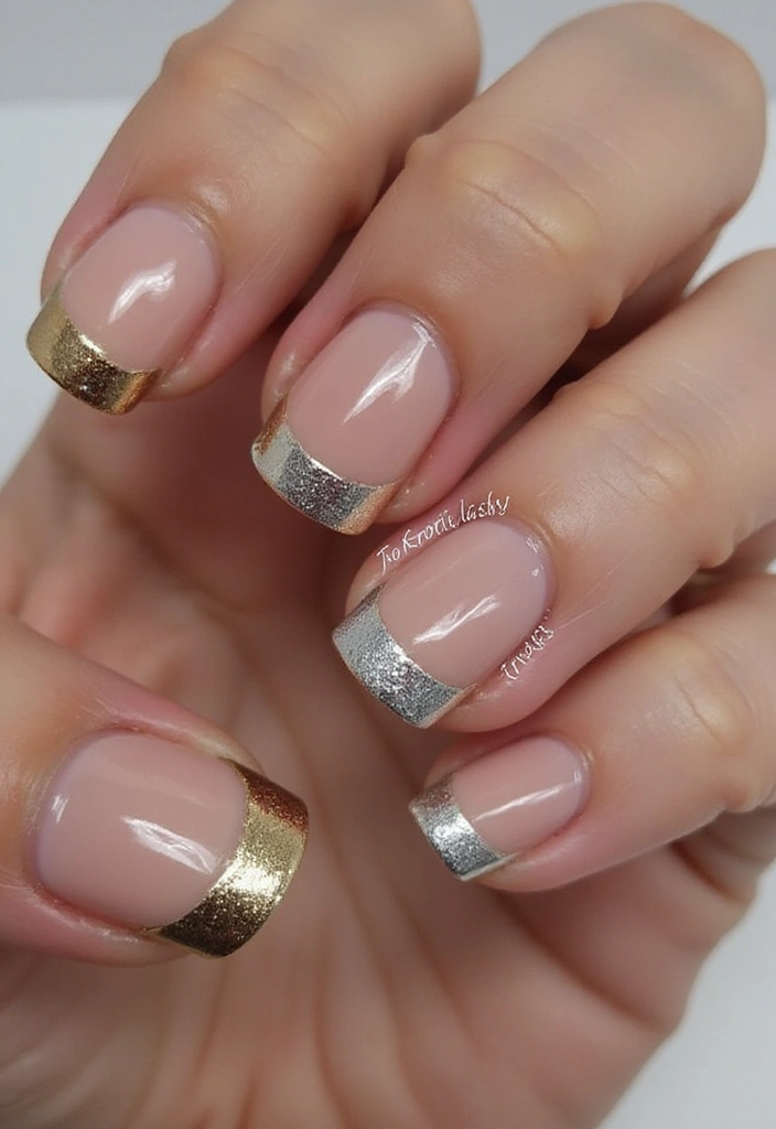 19 Tendencias de Manicure Francesa para 2025 Que No Te Puedes Perder - 2. Brillo Metálico