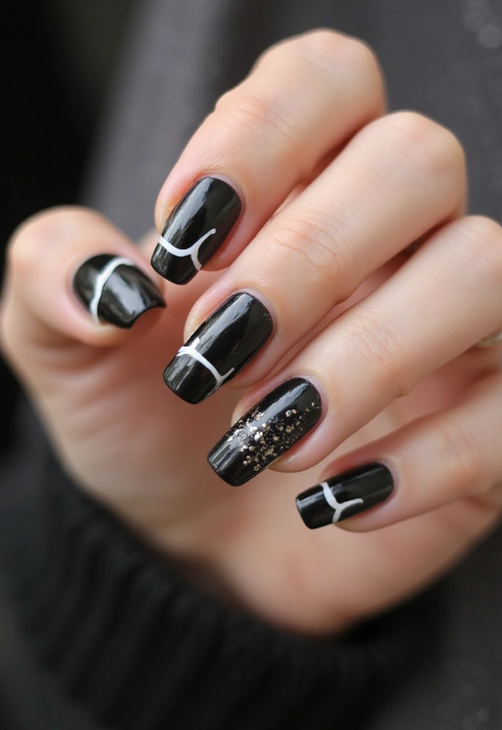 21 Estilos de Uñas Negras Elegantes que Debes Probar Este 2025 (¡El #12 es un Must!) - 4. Diseño de Uñas Francesas Invertidas