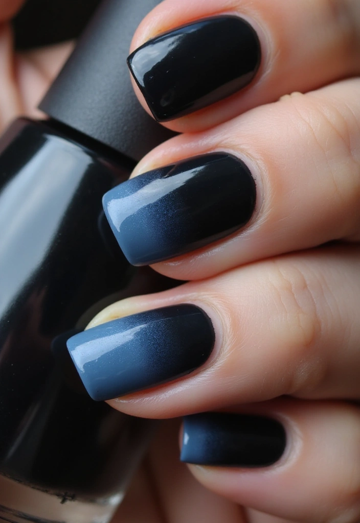 21 Estilos de Uñas Negras Elegantes que Debes Probar Este 2025 (¡El #12 es un Must!) - 8. Estilo Ombre con Negro
