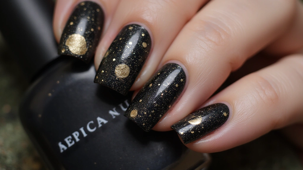 21 Ideas de Manicure Negro con Dorado que Definirán tu Estilo en 2025 (¡Imperdible el #14!) - 19. Cielos Nocturnos