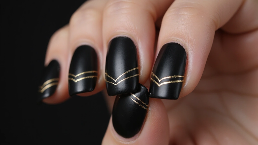21 Ideas de Manicure Negro con Dorado que Definirán tu Estilo en 2025 (¡Imperdible el #14!) - 3. Minimalismo Chic