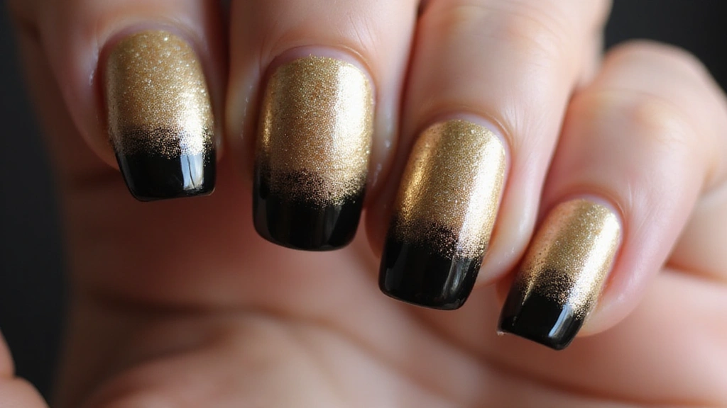 21 Ideas de Manicure Negro con Dorado que Definirán tu Estilo en 2025 (¡Imperdible el #14!) - 6. Ombre Dorado