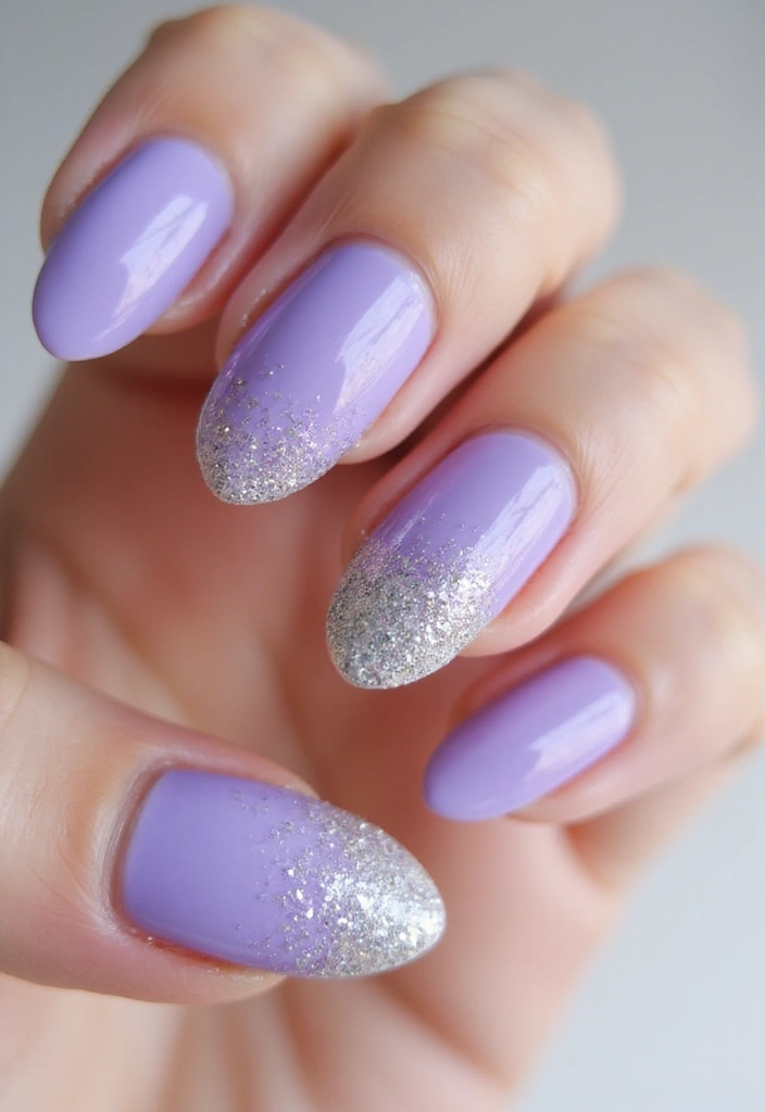 21 Mint, Lilac & Pastel Green Nail Ideas That'll Leave You Breathless! - 10. Lilac Gradient Glitter Fade