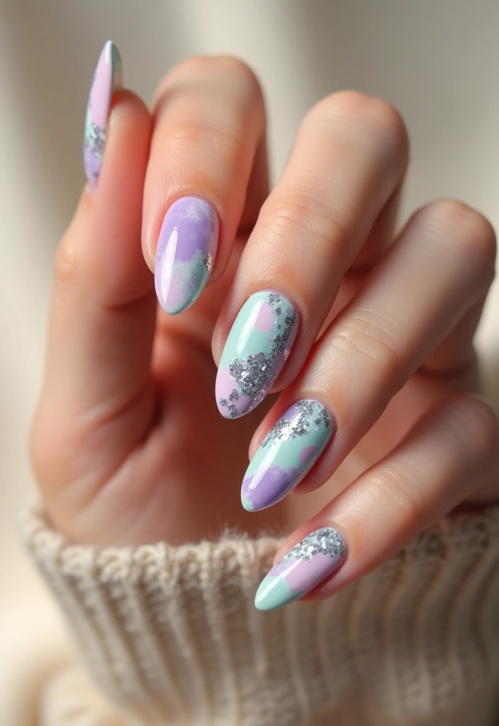 21 Mint, Lilac & Pastel Green Nail Ideas That'll Leave You Breathless! - 11. Mint Mosaic Nail Art