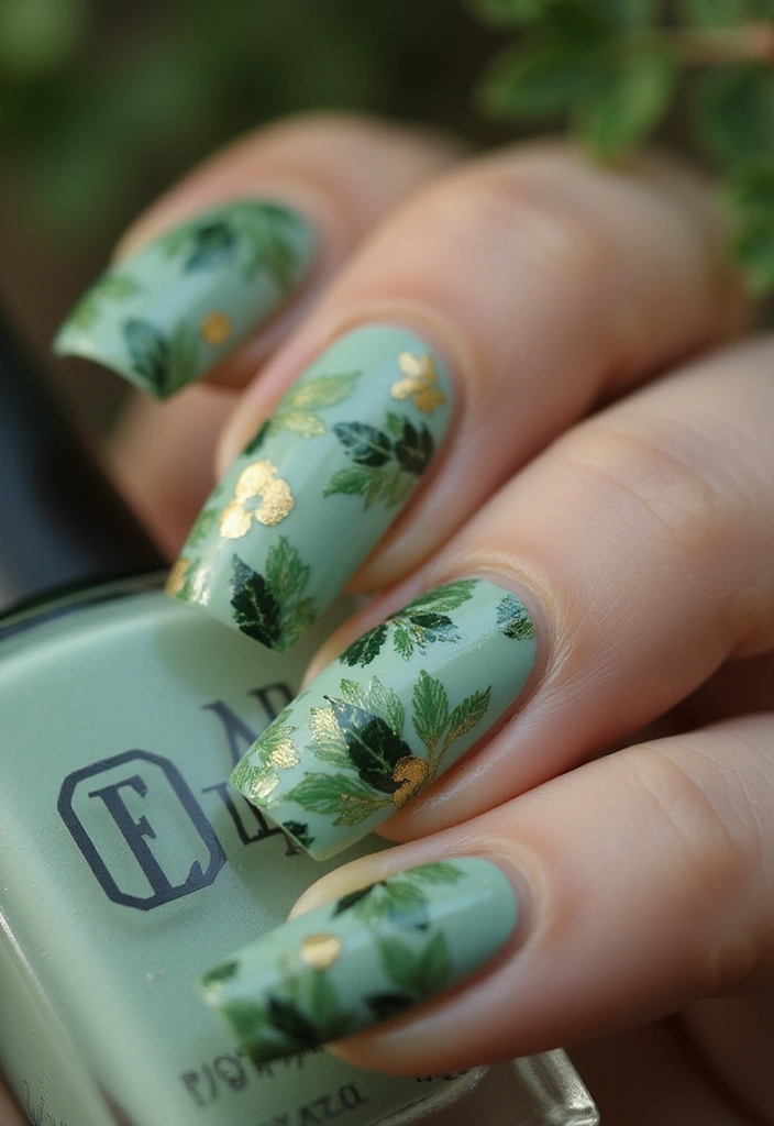 21 Mint, Lilac & Pastel Green Nail Ideas That'll Leave You Breathless! - 13. Mint Leaves Nail Art