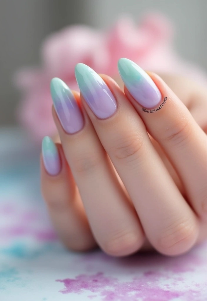 21 Mint, Lilac & Pastel Green Nail Ideas That'll Leave You Breathless! - 18. Mint and Lilac Watercolor Blend