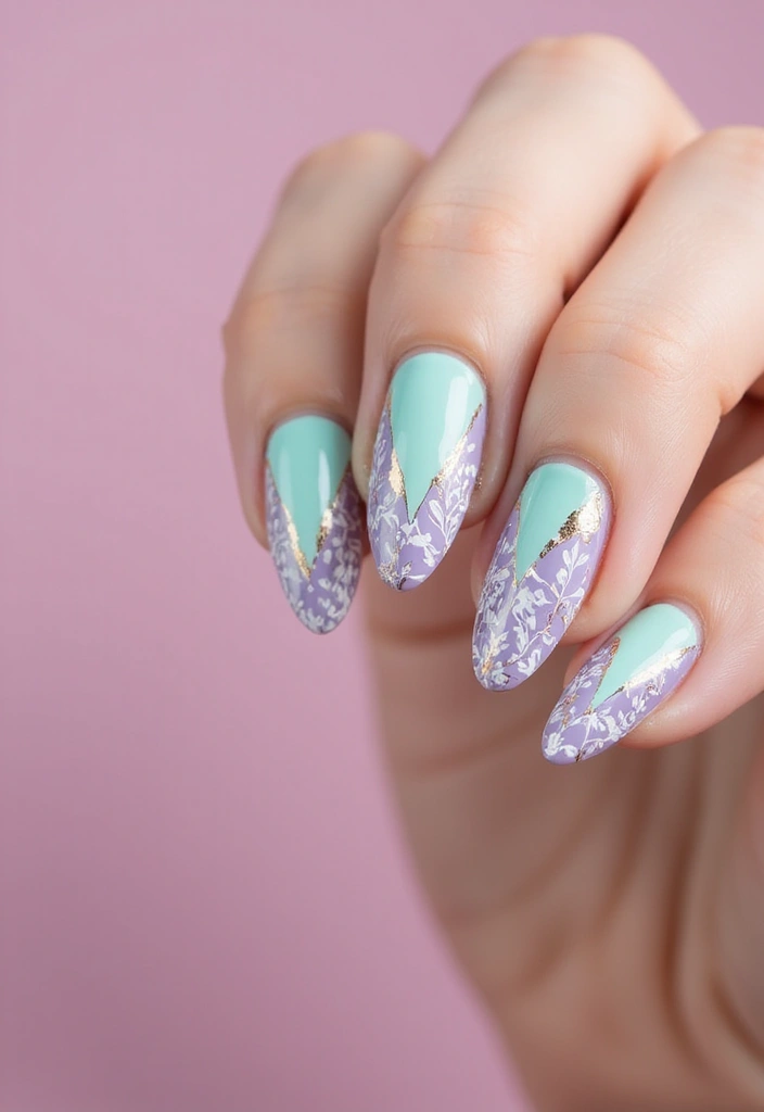 21 Mint, Lilac & Pastel Green Nail Ideas That'll Leave You Breathless! - 19. Lilac and Mint Statement Nails