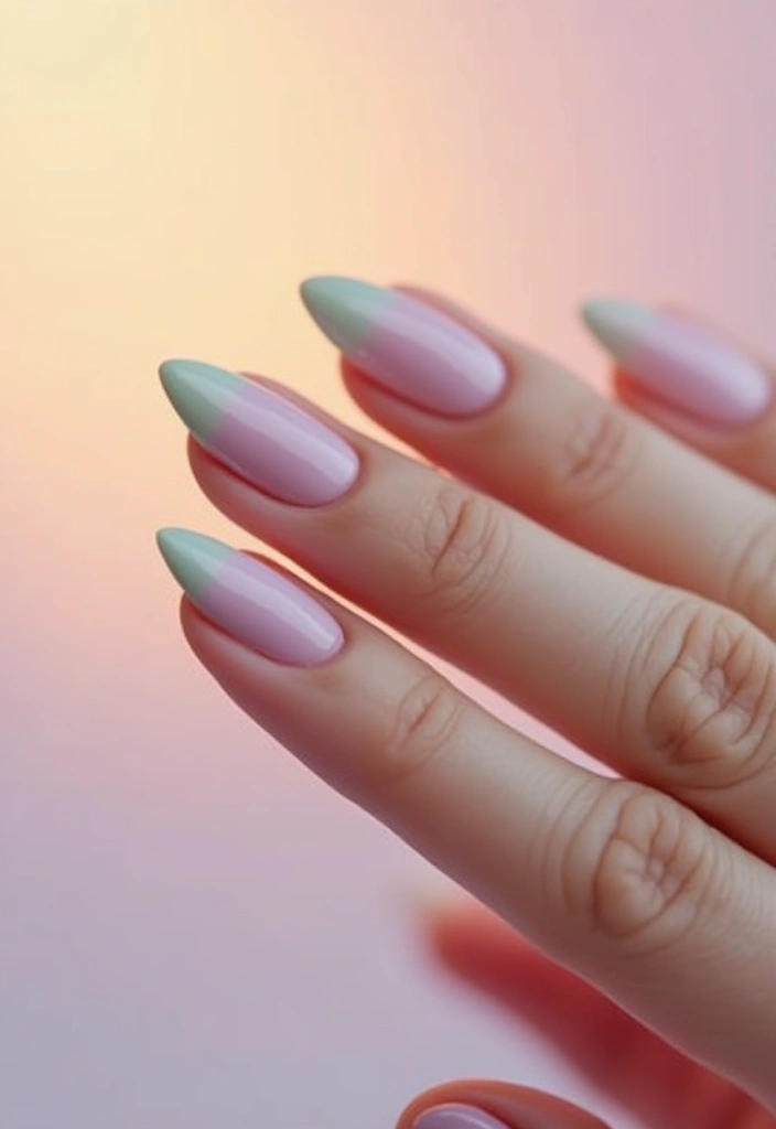 21 Mint, Lilac & Pastel Green Nail Ideas That'll Leave You Breathless! - 21. Mint and Lilac Sunset