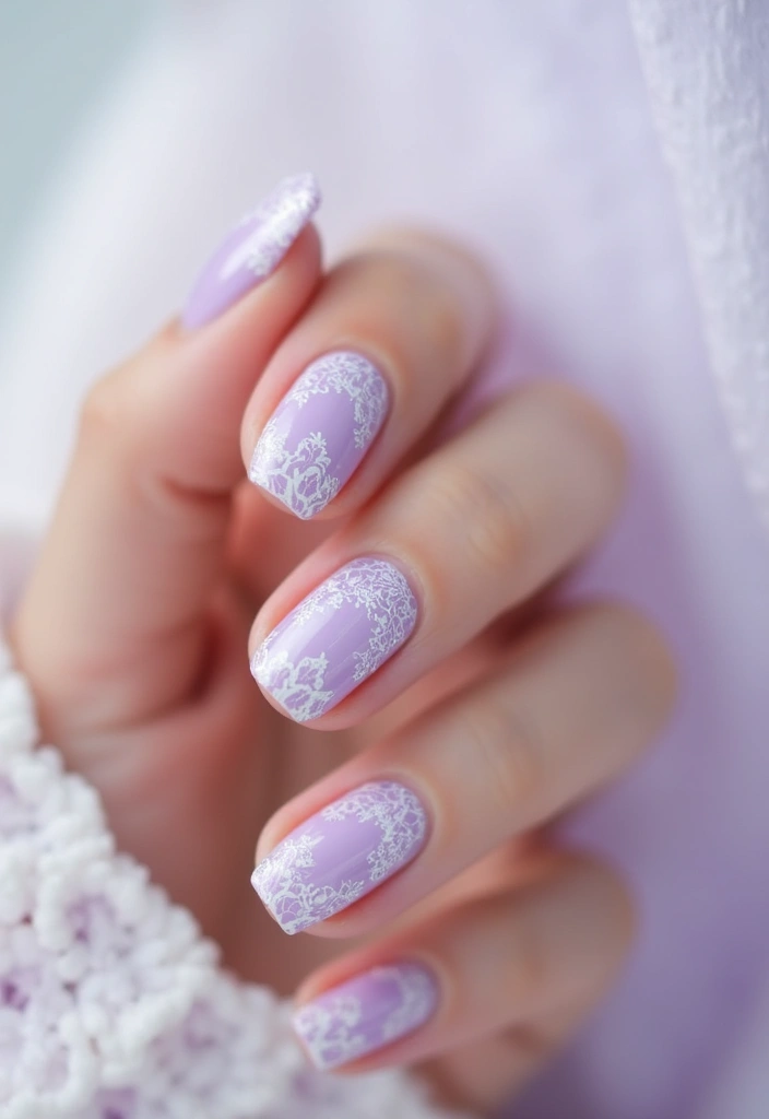 21 Mint, Lilac & Pastel Green Nail Ideas That'll Leave You Breathless! - 8. Lilac Ombre with White Lace