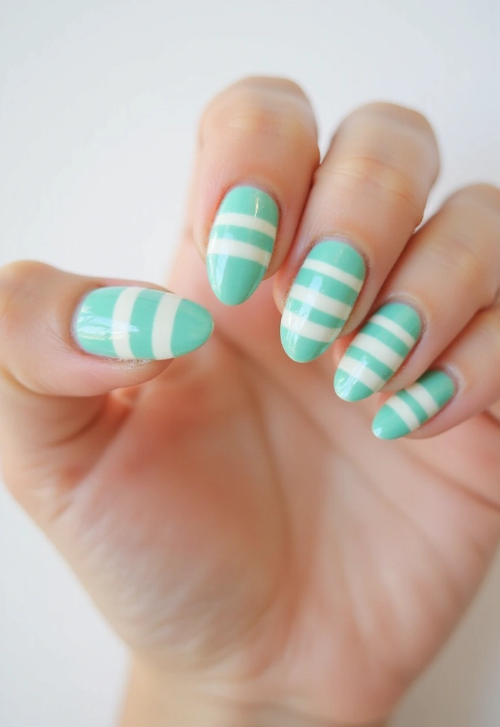 21 Mint, Lilac & Pastel Green Nail Ideas That'll Leave You Breathless! - 9. Mint and Pastel Green Stripes