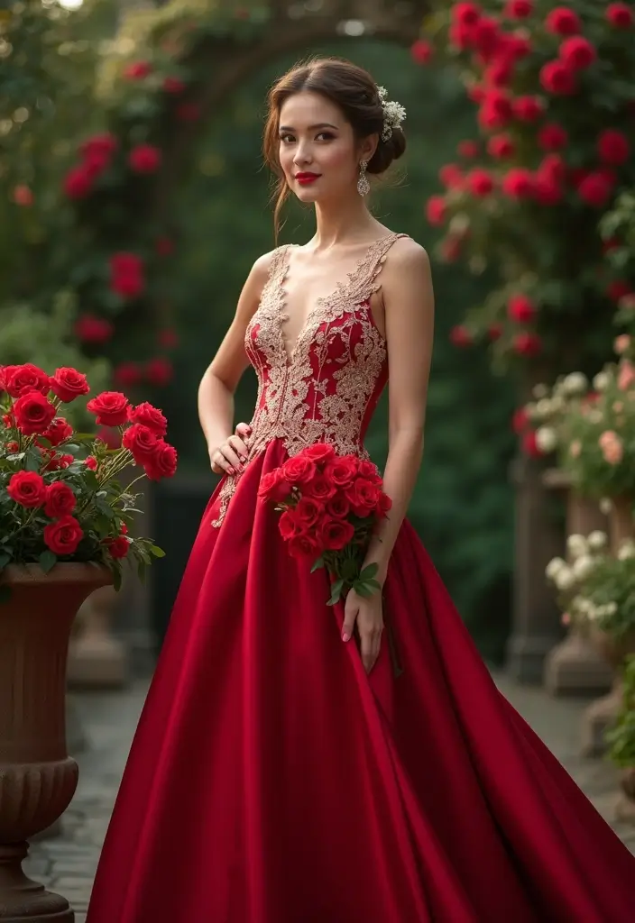 25 Romantic Summer Wedding Colors That'll Set the Perfect Mood for Your Big Day! - 23. Ruby Red and Cream