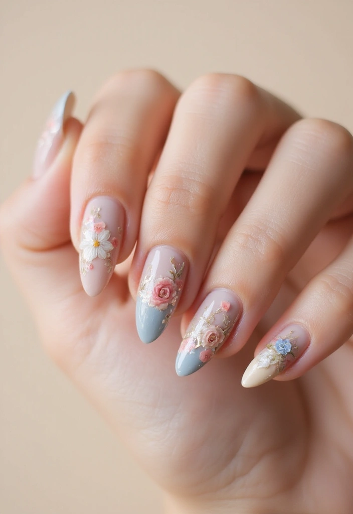10 Stunning Cat Eye Nail Designs That Will Make You Want to DIY Right Now! - 8. Floral Cat Eye Art