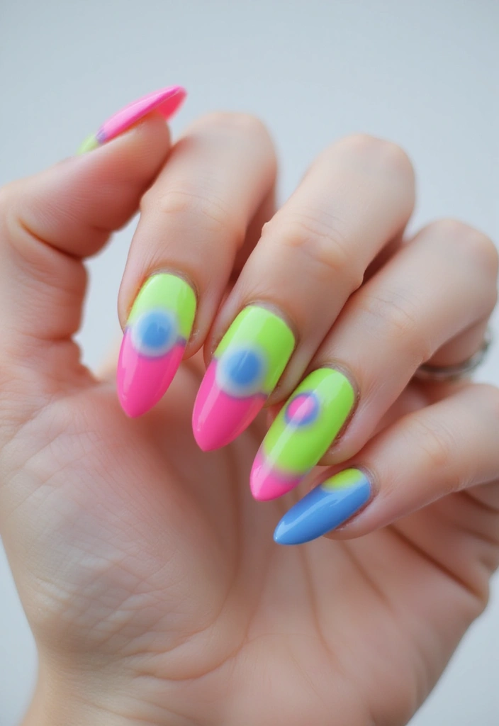 10 Stunning Cat Eye Nail Designs That Will Make You Want to DIY Right Now! - 9. Bright Neon Cat Eye