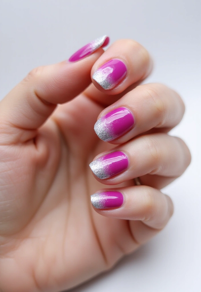 12 Unique Fuchsia and Silver Nail Designs to Rock This Year (Trust Us, #3 Is a Showstopper!) - 11. Classic Glitter Fade