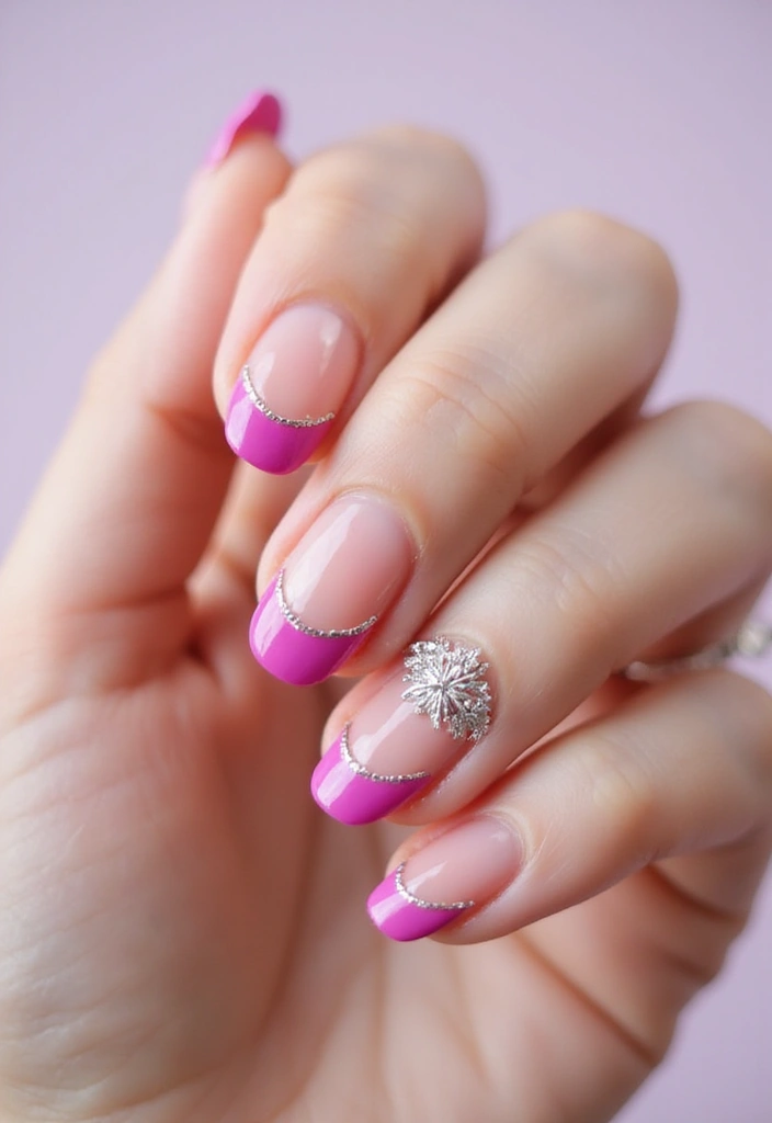 12 Unique Fuchsia and Silver Nail Designs to Rock This Year (Trust Us, #3 Is a Showstopper!) - 6. Sparkly French Tips