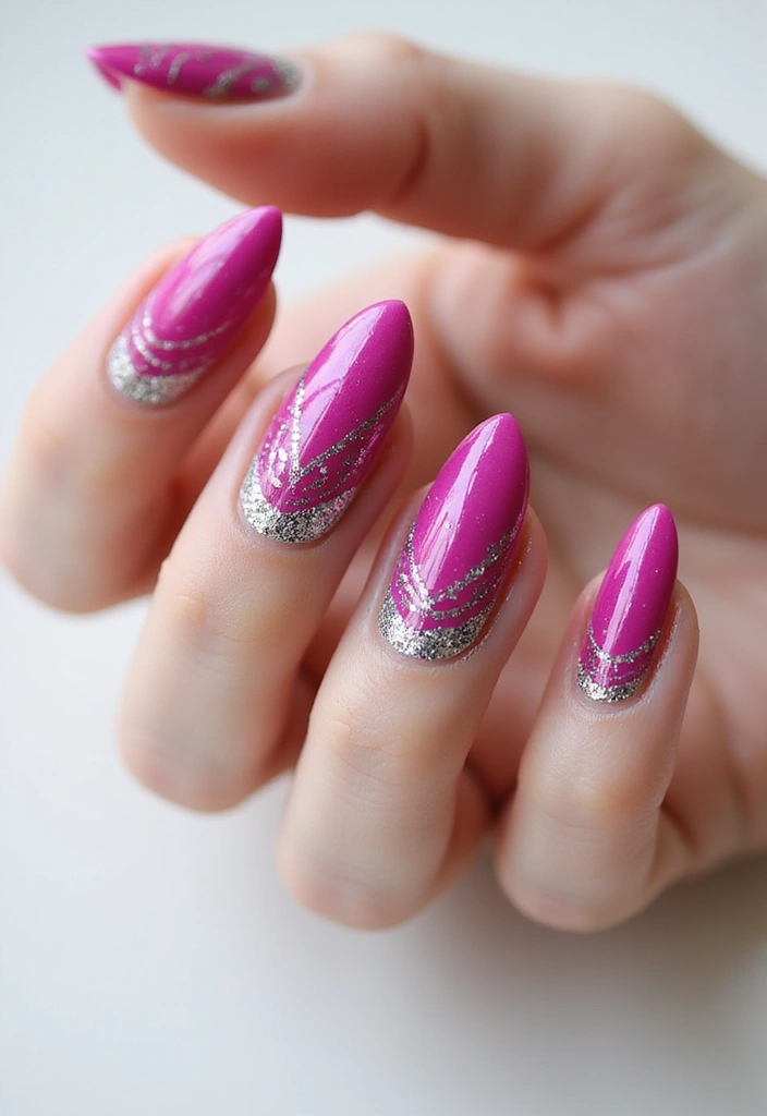 12 Unique Fuchsia and Silver Nail Designs to Rock This Year (Trust Us, #3 Is a Showstopper!) - 7. Tribal Patterns