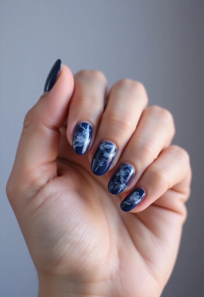 13 Creative Blue Steel and Navy Nail Designs That Are Pure Art! - 4. Marble Effect
