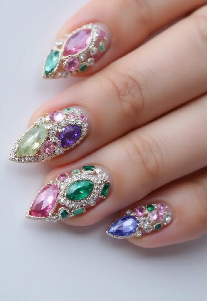 14 Trendy 3D Nail Styles That Are Taking Over Instagram (You Won't Believe #9!) - 11. Crystal Clear