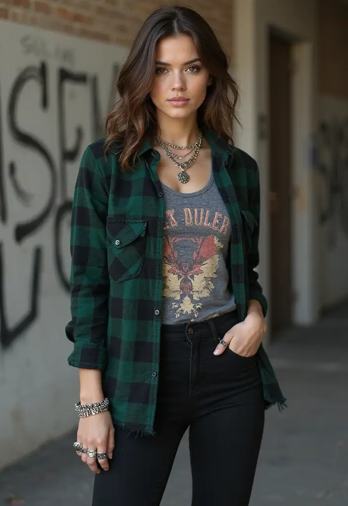15 Edgy Grunge Looks That Will Instantly Upgrade Your Wardrobe (Warning: #5 Is a Game Changer!) - 2. Flannel and Layered Tops