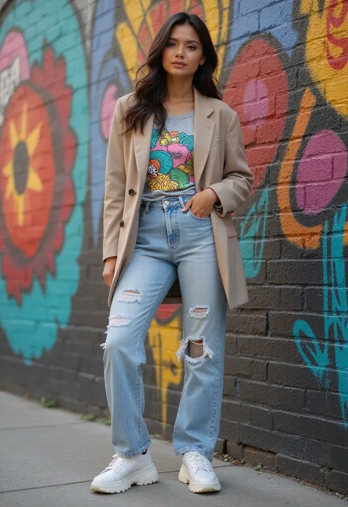 20 Street Style Outfits That'll Make You the Envy of Every Sidewalk! - 1. Oversized Blazers and Casual Tees