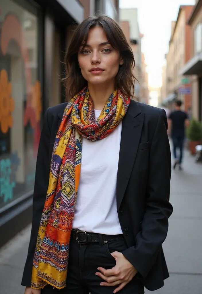 20 Street Style Outfits That'll Make You the Envy of Every Sidewalk! - 19. Scarf as a Statement Piece