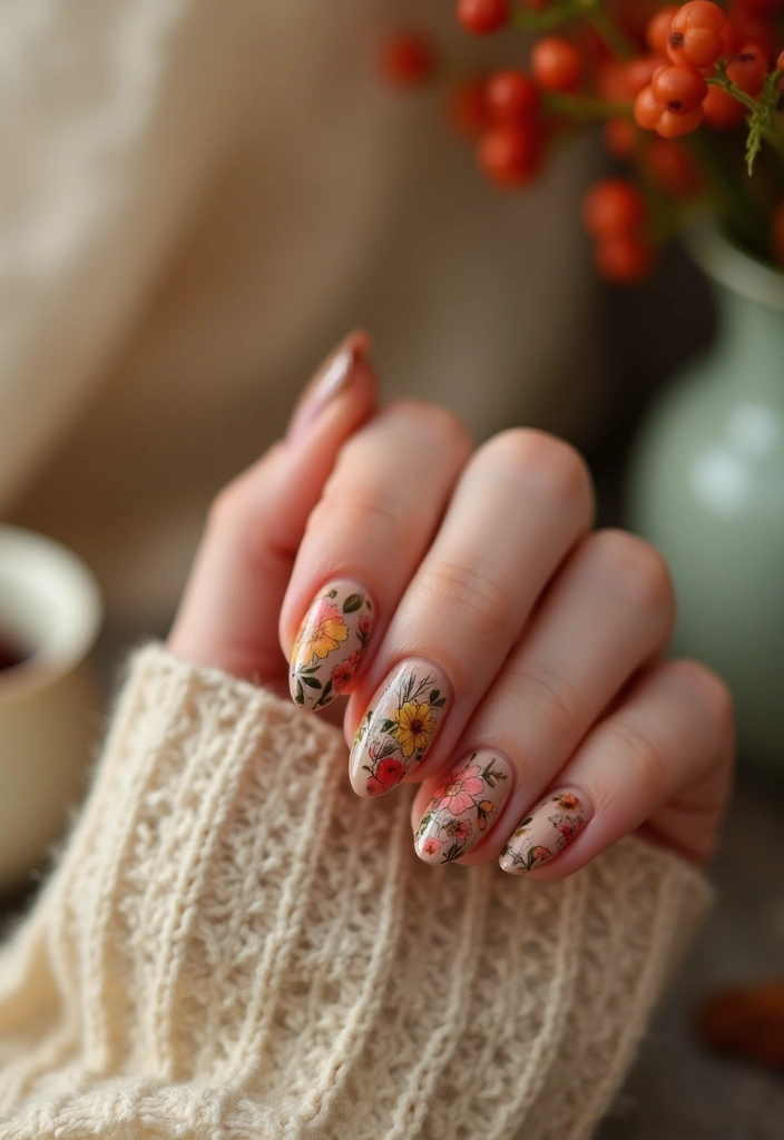 21 Stunning Fall Nails 2025 That Will Leave You Breathless (You Won't Believe #10!) - 10. Vintage Floral Charm