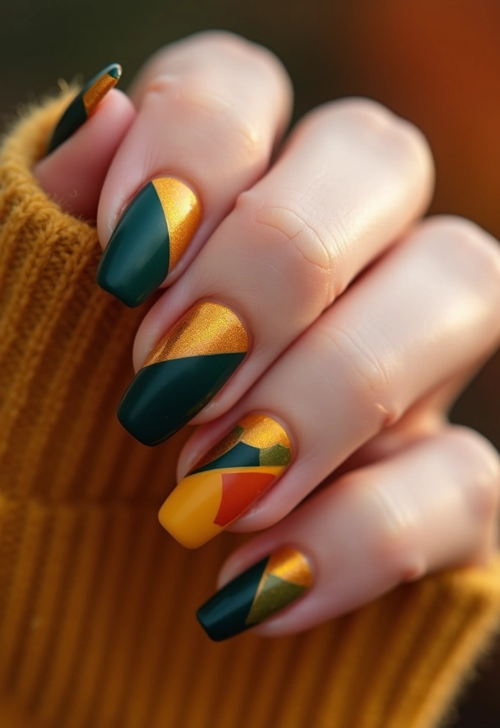 21 Stunning Fall Nails 2025 That Will Leave You Breathless (You Won't Believe #10!) - 6. Geometric Fall Inspired