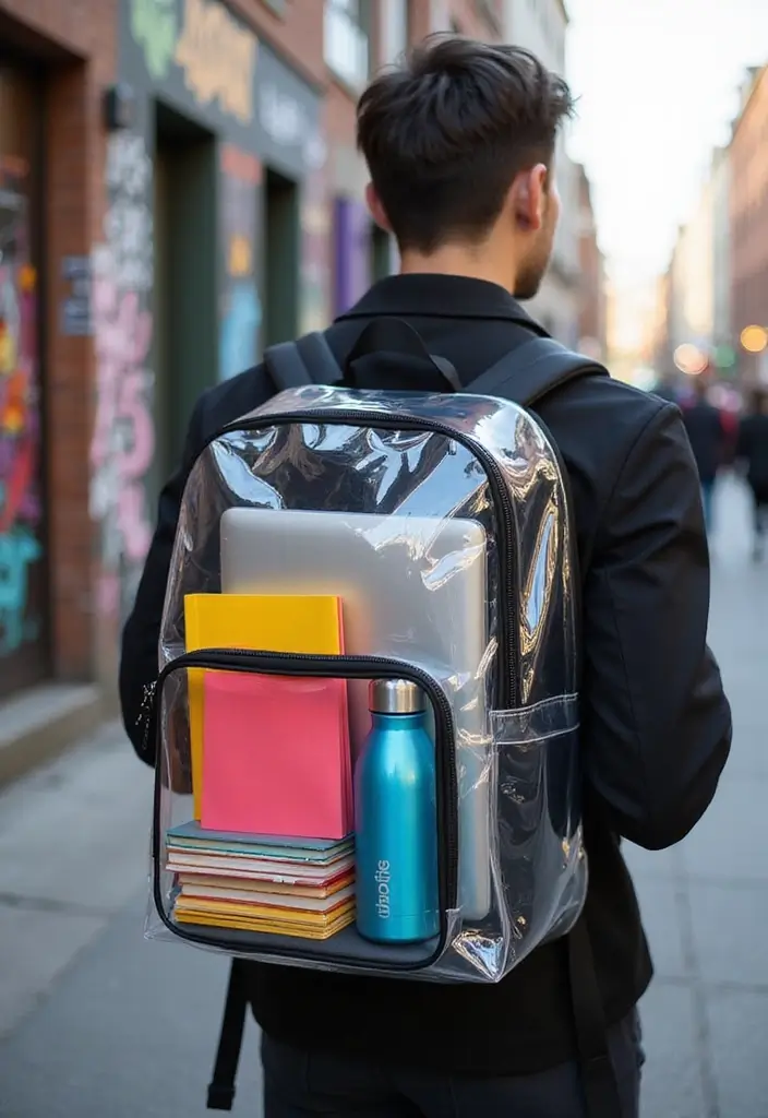 21 Stylish School Backpacks That Will Make You the Envy of the Hallways! - 13. Transparent Backpack