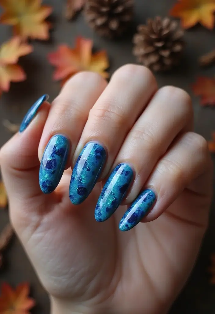 10 Stunning Fall Nails in Blue That Will Leave You Breathless! (You Won't Believe #6!) - 5. Blue Water Marble