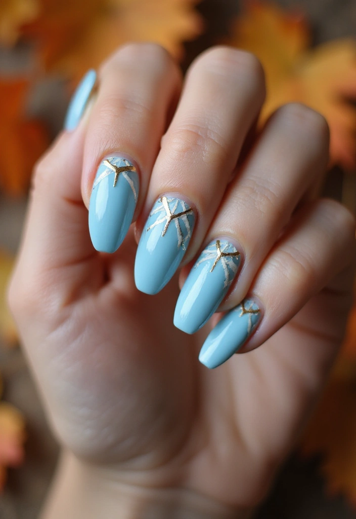 10 Stunning Fall Nails in Blue That Will Leave You Breathless! (You Won't Believe #6!) - 8. Sky Blue Geometric Patterns