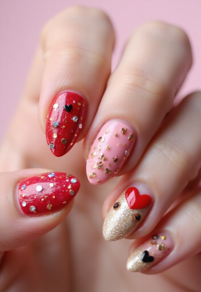 12 Heart Design Nails That Will Make You Fall in Love Instantly! (You Won't Believe #5!) - 12. Mixed Media Heart Nail Art