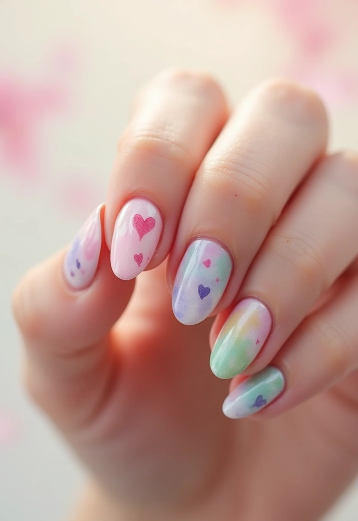12 Heart Design Nails That Will Make You Fall in Love Instantly! (You Won't Believe #5!) - 8. Watercolor Hearts