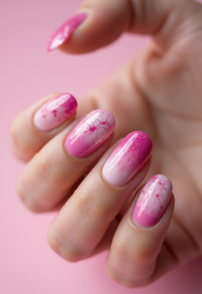 12 Stunning Marble Pink Nail Ideas That'll Make Your Friends Green with Envy! - 4. Ombre Marble Pink and Fuchsia