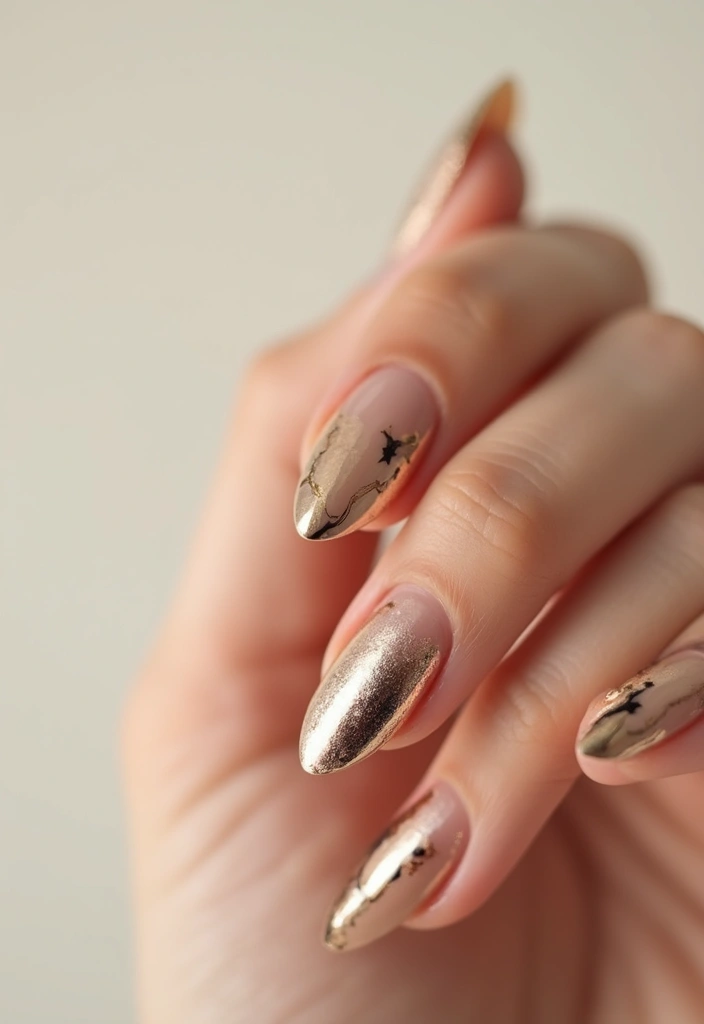 14 Minimalist Nail Designs That Are Effortlessly Gorgeous (You Won't Want to Miss #4!) - 14. Metallic Foil Accents for a Minimalist Glam