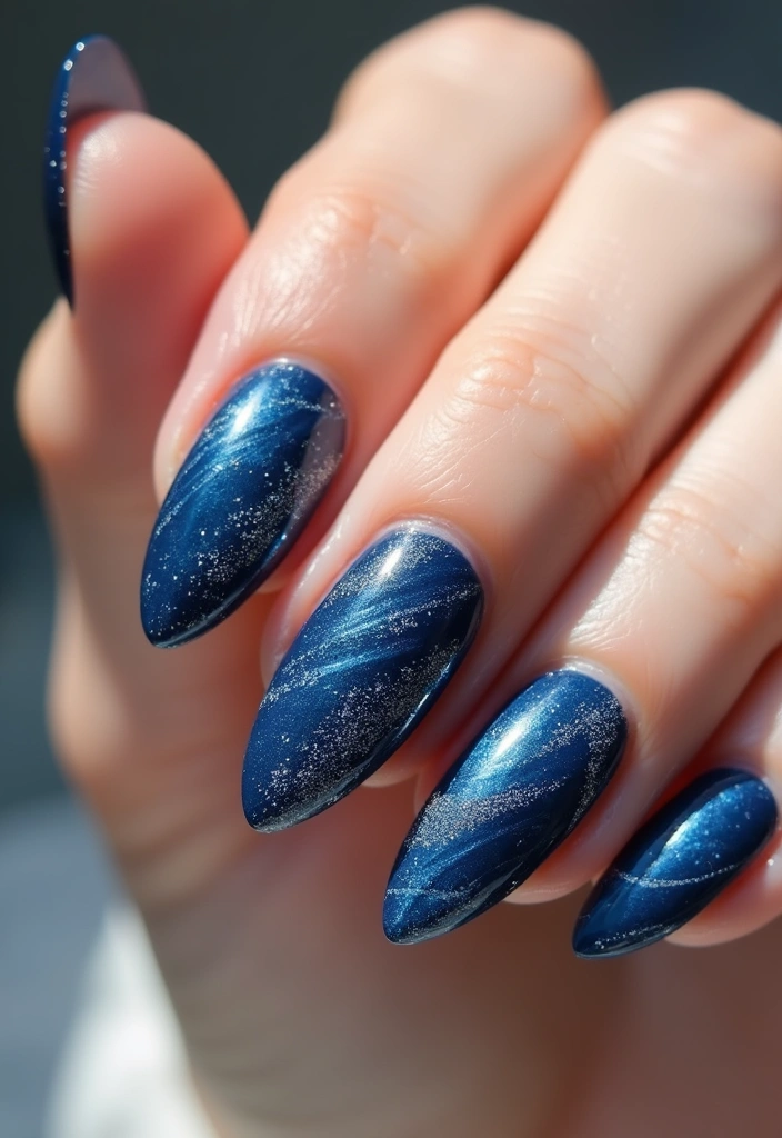 14 Textured Velvet Cat-Eye Gels That Create Jaw-Dropping Nail Art (See #9!) - 4. Sapphire Swirl