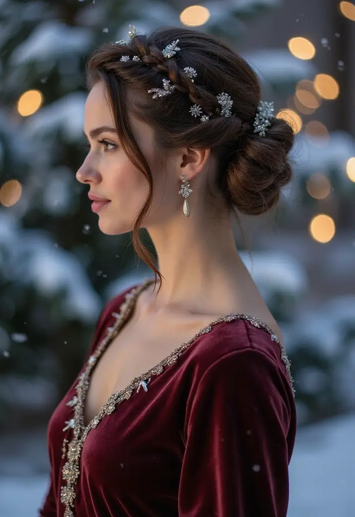 14 Unique Winter Hair Braids That’ll Make You Stand Out in the Snow! - 13. Sparkly Braid Bun