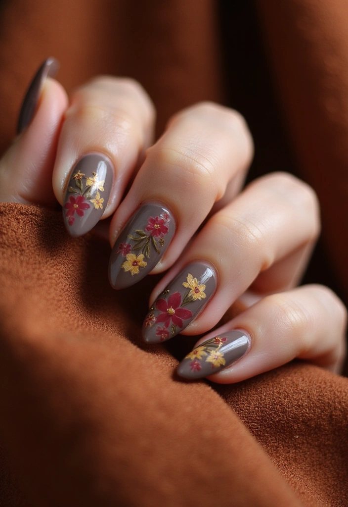 15 Fancy Nails to Flaunt This October (You Won't Believe #7!) - 7. Autumnal Floral Accents