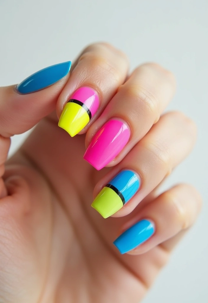 15 Vibrant Abstract Nail Designs That Will Make You Stand Out (You Won't Believe #8!) - 1. Color Block Madness