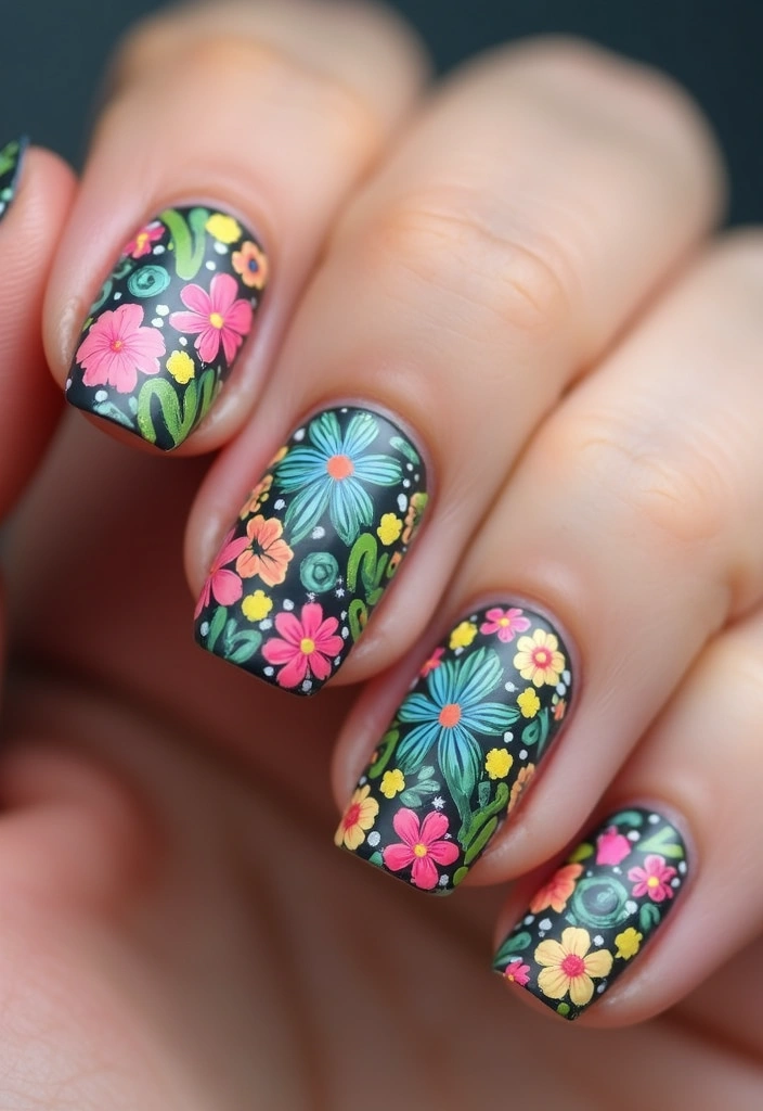 15 Vibrant Abstract Nail Designs That Will Make You Stand Out (You Won't Believe #8!) - 10. Floral Abstract