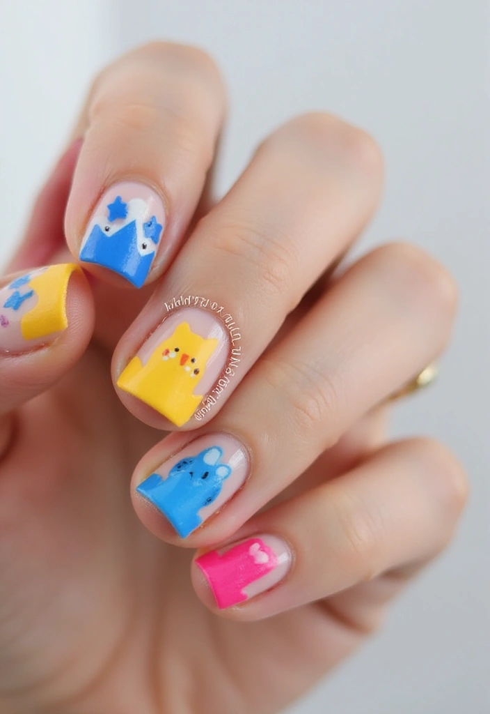 15 Vibrant Abstract Nail Designs That Will Make You Stand Out (You Won't Believe #8!) - 15. Colorful Cartoonish Vibes