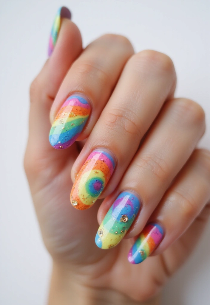 15 Vibrant Abstract Nail Designs That Will Make You Stand Out (You Won't Believe #8!) - 2. Swirling Rainbow Delight
