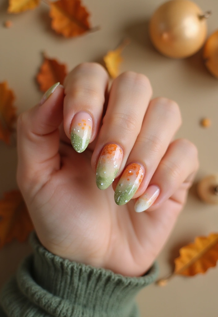 16 Pumpkin Nail Designs That Are Perfect for Fall (You’ll Love #8!) - 12. Pumpkin Watercolor Effect