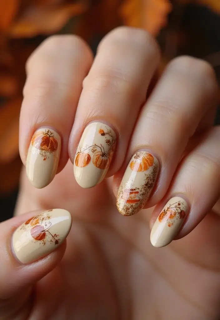 16 Pumpkin Nail Designs That Are Perfect for Fall (You’ll Love #8!) - 7. Pumpkin Spice Latte Nails