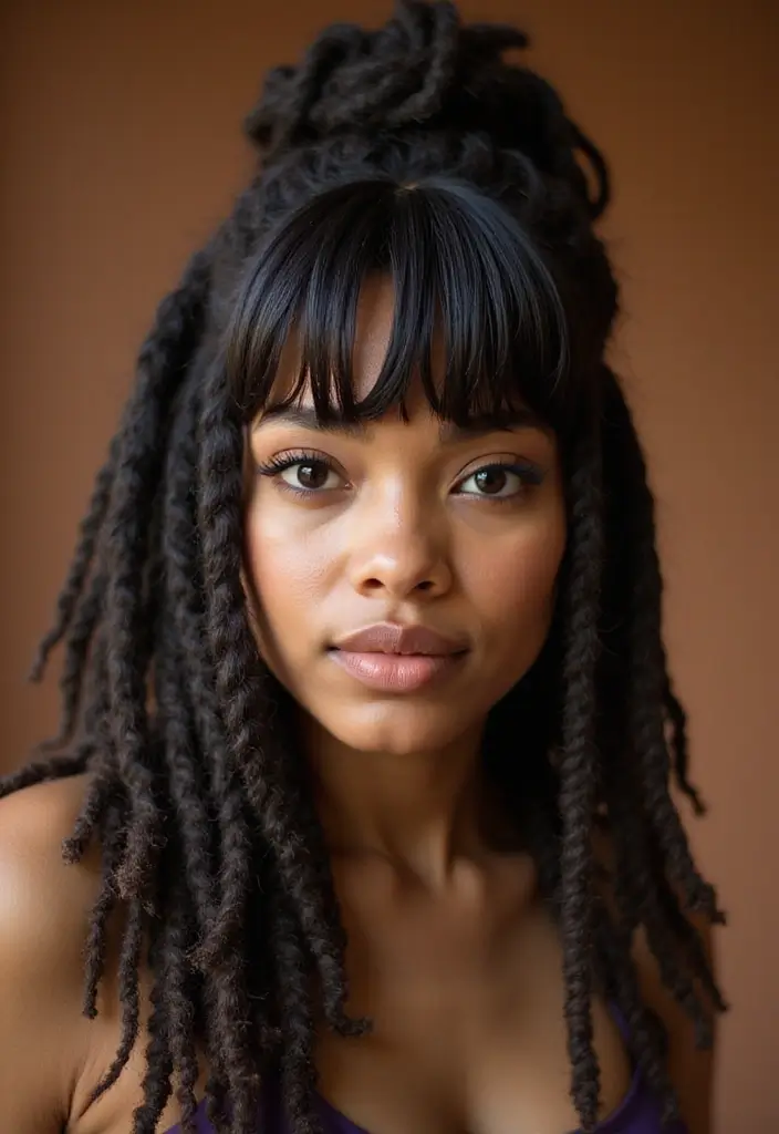 16 Trendy Locs Hairstyles That Will Make Heads Turn (Number 9 Is a Game-Changer!) - 8. Locs with Bangs
