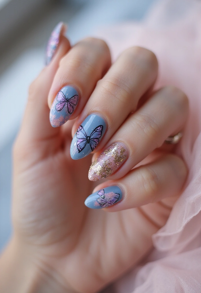 18 Trendy Butterfly Nail Manicures to Try This Season (Get Ready for Compliments!) - 13. Textured Butterfly Art