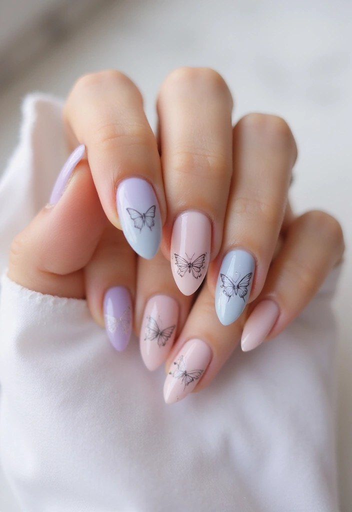 18 Trendy Butterfly Nail Manicures to Try This Season (Get Ready for Compliments!) - 2. Artistic Butterfly Sketches