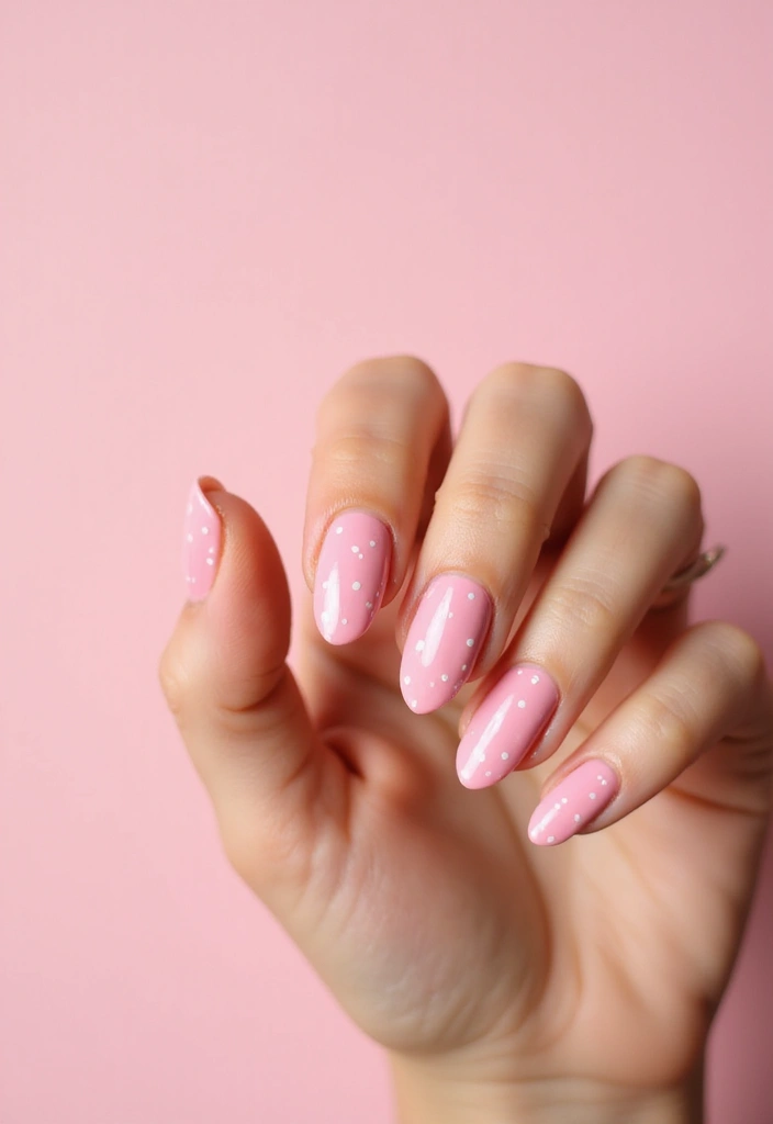 20 Cute Pink and White Polka Dot Nail Designs That Will Brighten Your Day! - 1. Classic Pink and White Dots