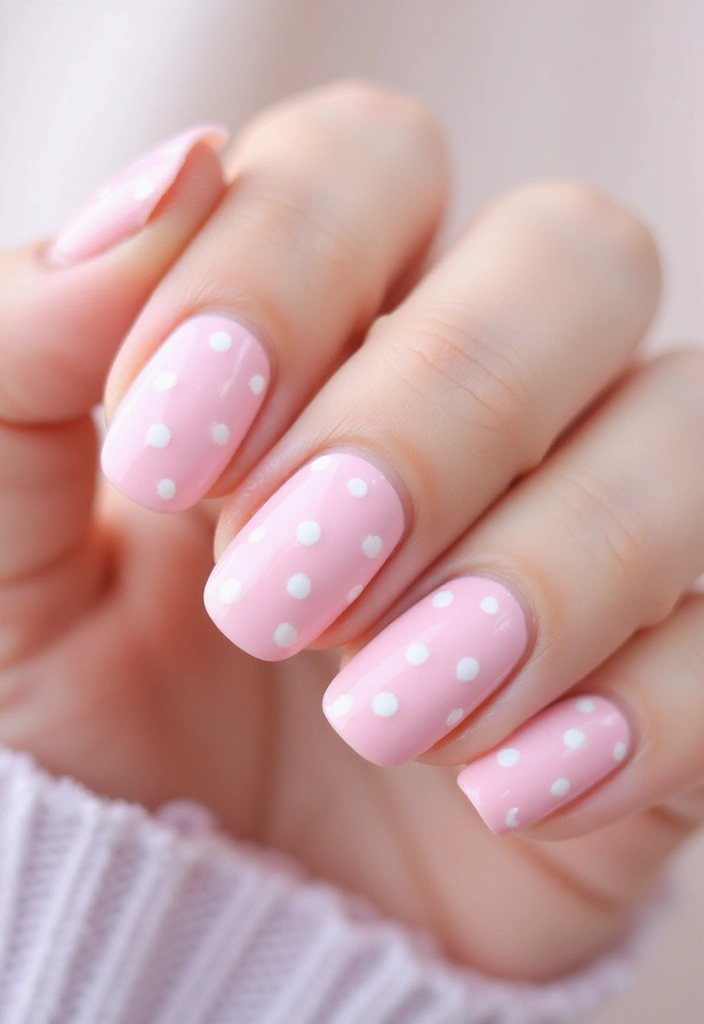 20 Cute Pink and White Polka Dot Nail Designs That Will Brighten Your Day! - 11. Pastel Polka Dots